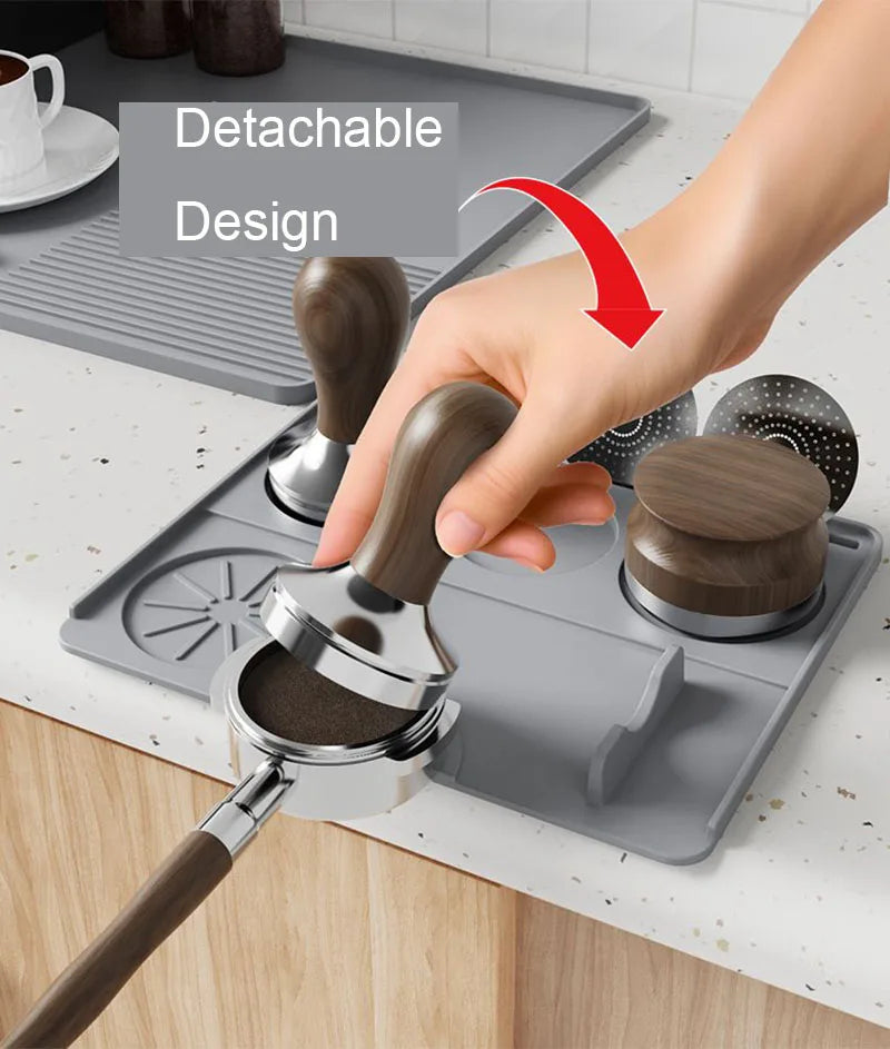 Home Coffee Machine Table Mat Anti-slip Silicone Coffee Mat Tamper Holder Station Cup Drainer Barista Coffee Accessories