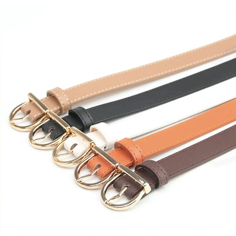 Women's Belt Fashion Pin Buckle Thin Belt Genuine Luxury Soft Belt Women With Cargo Pants Jeans Windproof Belt PU Leather Belt