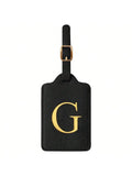 PU Leather Luggage Tag for Travel - Durable Suitcase ID Tag with Privacy Cover & Name Card Slot (A-Z) liu