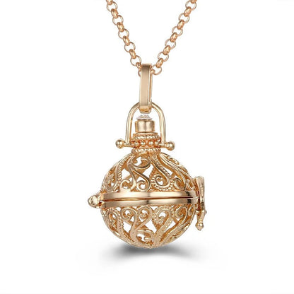 New Aroma Water Droplets Cage Lockets Necklace Heart Shaped Zircon Essential Oil Diffuser Set Combination Woman Pendant Jewelry