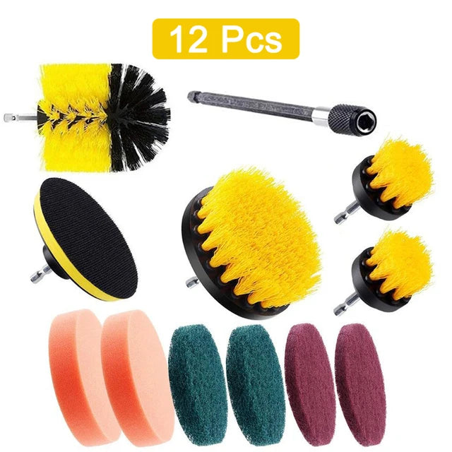 Kit de 12 o 4 cepillos para taladro eléctrico, cepillo de limpieza para alfombras, vidrios, coches, cocinas, baños, herramientas de limpieza del hogar. 