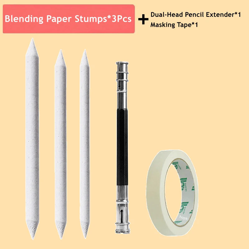 Blending Stumps and Tortillions Paper Art Blenders Sandpaper Pencil Sharpener Pointer for Artist Charcoal Sketch Drawing Tools