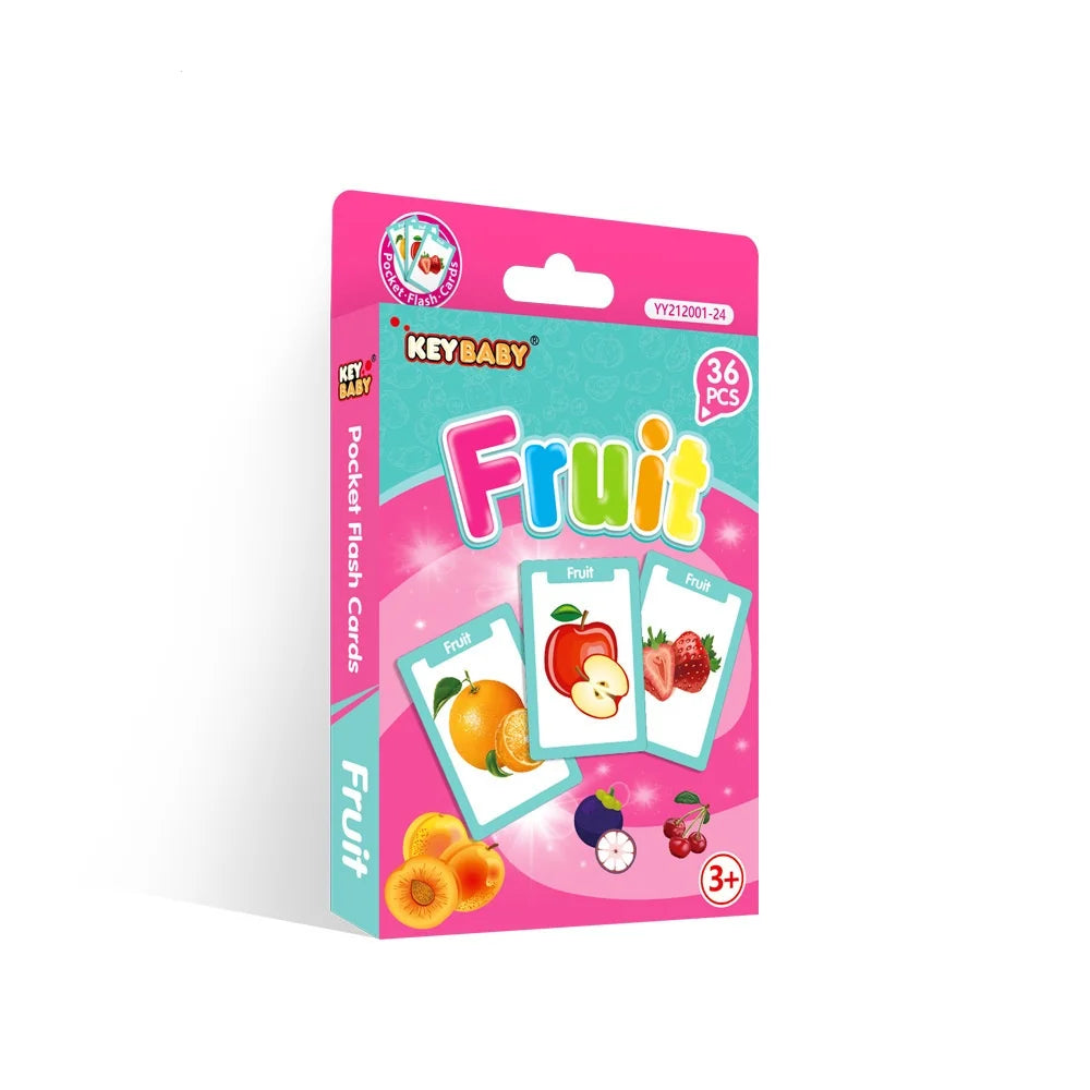 36pcs Children Cognition Cards Animal Color Fruits Double Side Flashcards Montessori Baby Kids Early Educational Toys Gifts
