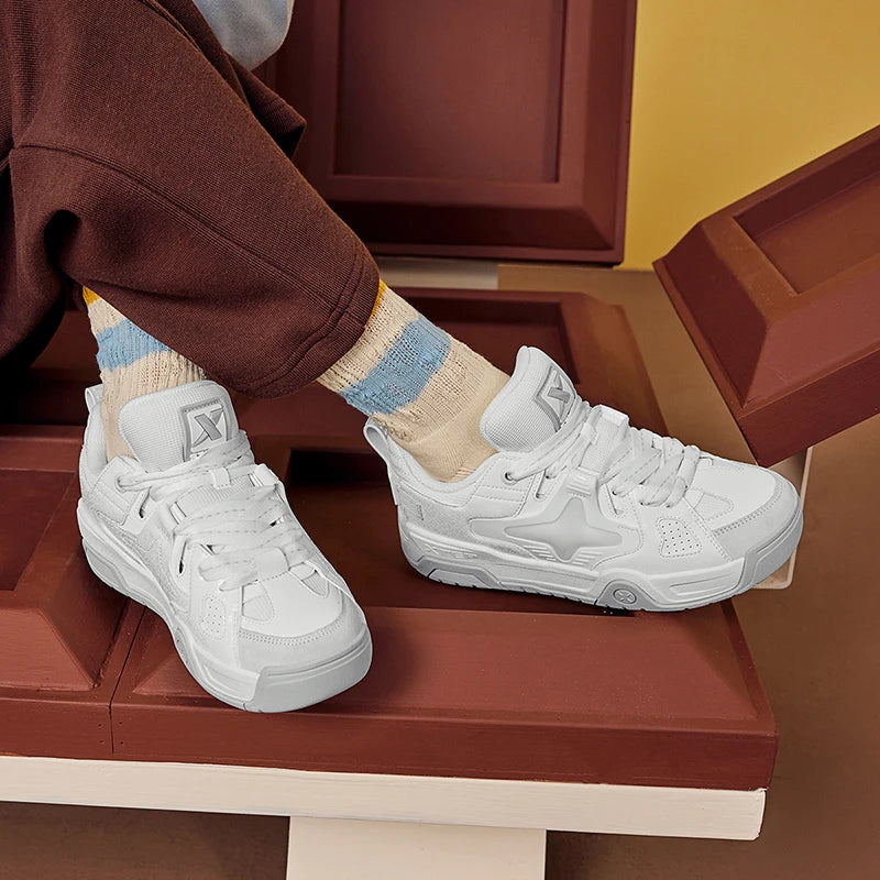 Xtep Star-X Skateboarding Shoes For Women 2024 Spring Comfortable Women's Leisure Shoes Thick Sole Outdoor Shoes 876118310003