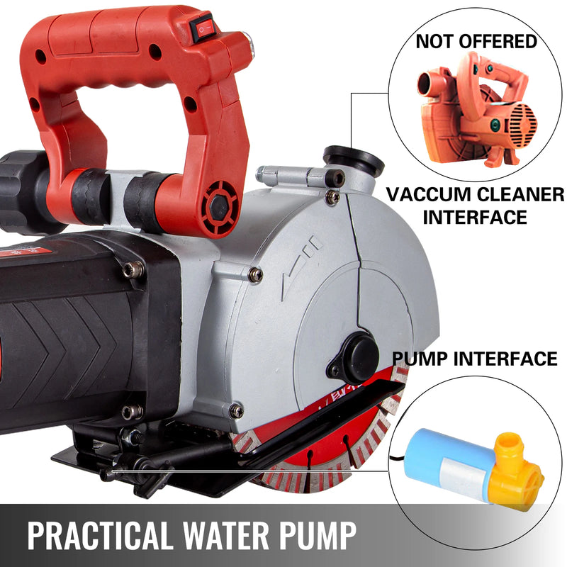 VEVOR Max 4800W Wall Chaser Concrete Cutter Electric Laser Aiming Groove Slotting Machine 125mm Circular Saw Cutting Power Tool