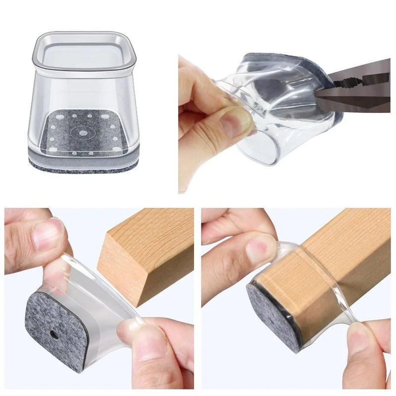 Silicone Cadeira Perna Feltro Capas, Nova Praça Móveis Pads, reduzir o ruído, antiderrapante Sofá Floor Protector