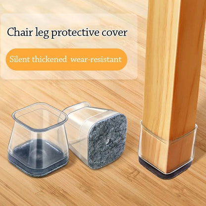 Silicone Chair Leg Felt Covers, New Square Furniture Pads, Reduce Noise, Non-Slip Sofa Floor Protector 