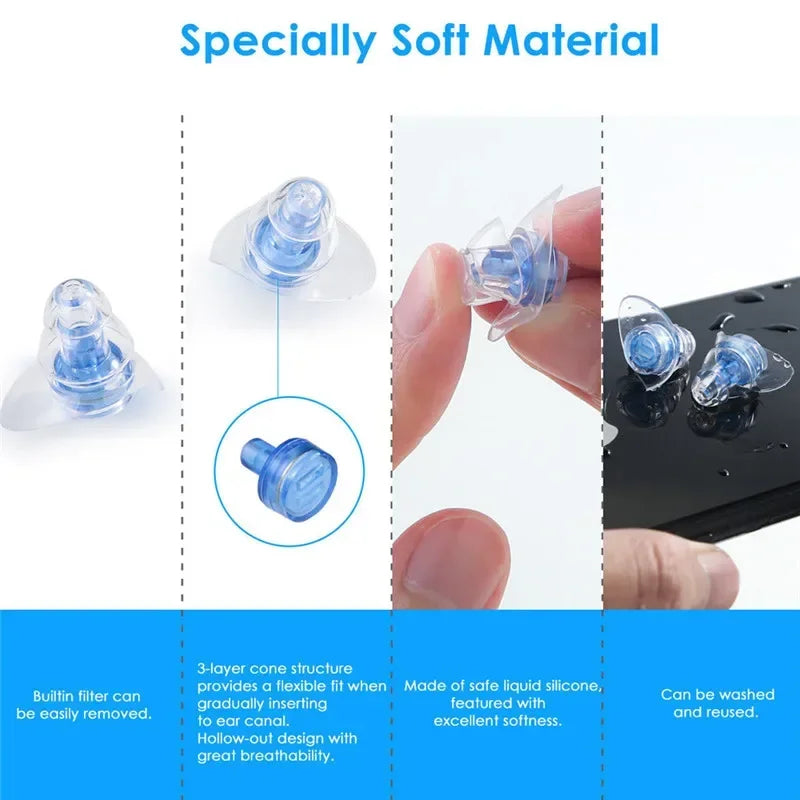 Silicone Ruído Cancelando Tampões, Tampões para Dormir, Estudo, Concerto, Seguro, Redução de Ruído, Proteção Orelha, 1 Par