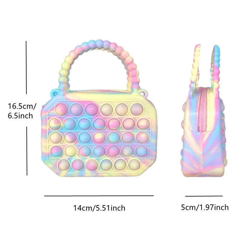 Silicone Sensorial Pop Bolsa para Crianças, Pop Bolsa, Push Bubble Bag, Crossbody Bag, Brinquedos Antistress, Autismo Reliver Handbag, Coin Pouch