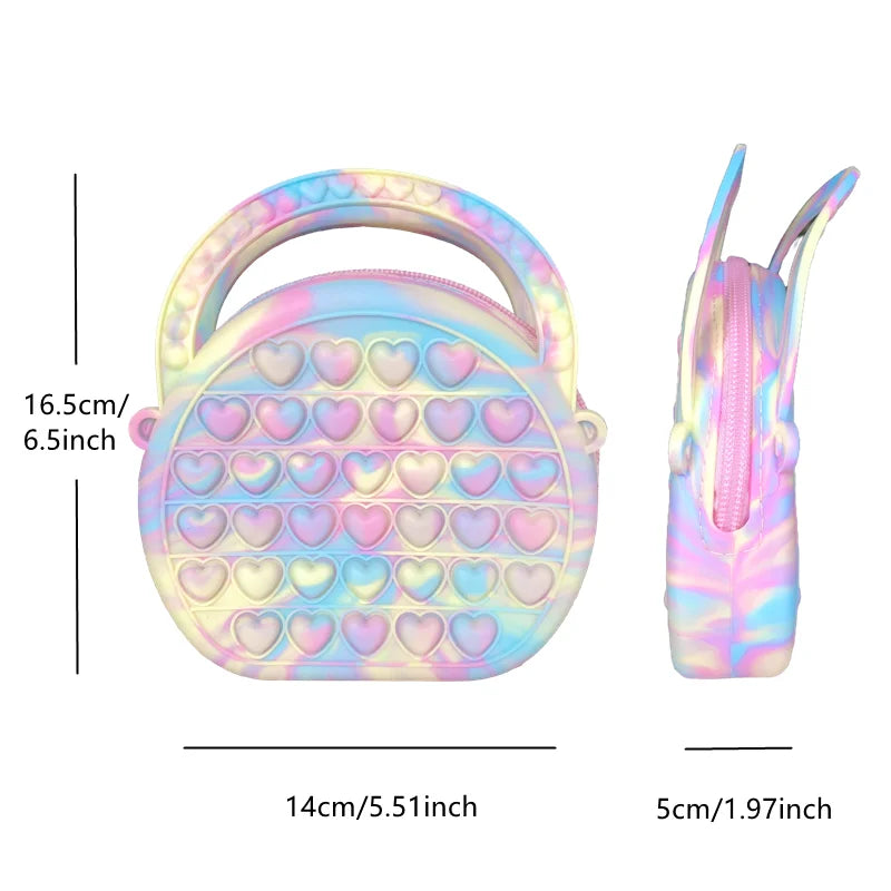 Silicone Sensory Pop Purse for Kids, Pop Purse, Push Bubble Bag, Crossbody Bag, Antistress Toys, Autism Reliver Handbag, Coin Pouch 