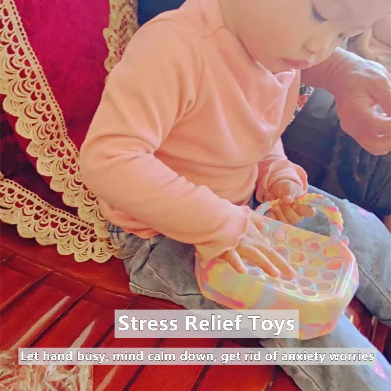 Silicone Sensory Pop Purse for Kids, Pop Purse, Push Bubble Bag, Crossbody Bag, Antistress Toys, Autism Reliver Handbag, Coin Pouch 