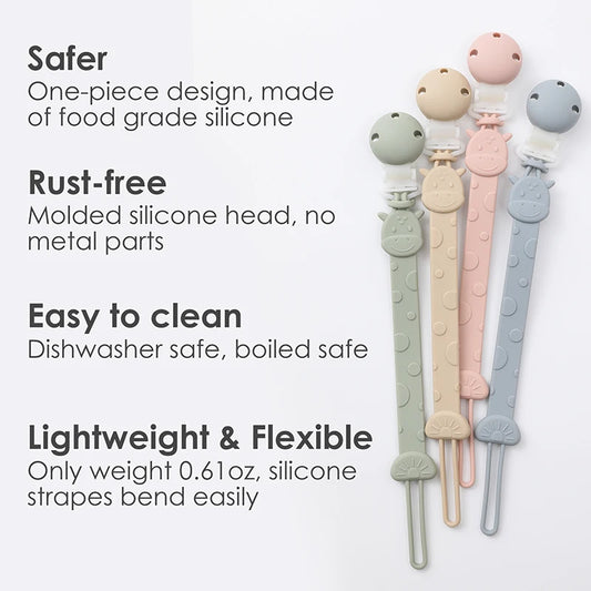 Silicone clipe chupeta sem uma peça, design anti-ferrugem, macio, flexível, unisex, chupeta