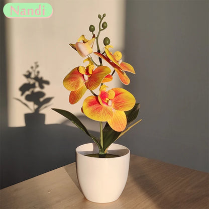 Simulado Orquídea Borboleta, Bonsai, Planta Em Vaso, Mesa, Mesa De Jantar, Escritório Em Casa, Vaso, Casamento, Decoração Do Quarto, Presente