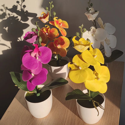 Simulado Orquídea Borboleta, Bonsai, Planta Em Vaso, Mesa, Mesa De Jantar, Escritório Em Casa, Vaso, Casamento, Decoração Do Quarto, Presente