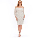 Slash neck plus size vestidos de festa verão 2022 elegante laço alargamento manga mini vestido sexy fora do ombro vestido de baile