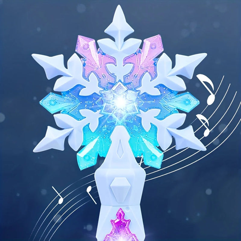 Snowflake Light Sound Sticks para crianças, Princess Snow Wand Toy, Cosplay, Fadas Meninas, Varinhas brilhantes, Natal, Halloween, Brinquedos infantis