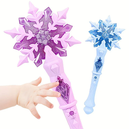 Snowflake Light Sound Sticks for Kids, Princess Snow Wand Toy, Cosplay, Girls Fairies, Glowing Wands, Christmas, Halloween, Children's Toys 