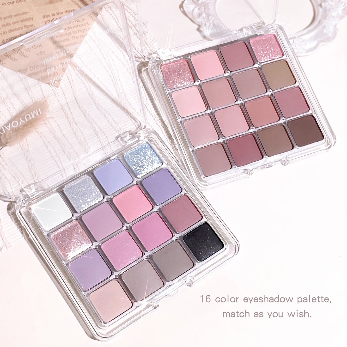 Sixteen-color sunset magic eyeshadow, pearl, matte, earth, Korean makeup 