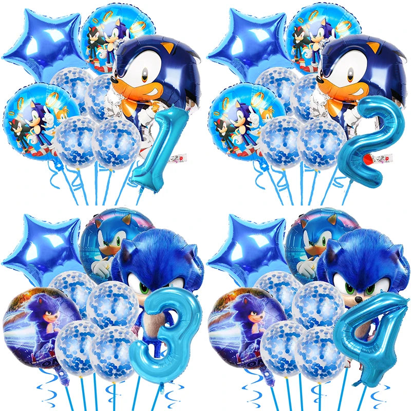 Sonic the Hedgehog Fontes do partido, Foil Balões, Látex Balões Kit, Decorações de aniversário, Balões Número, Decoração Presentes, 32"