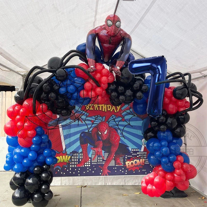 Spiderman Latex Balloons Garland Arch Kit para crianças, vermelho e azul, Birthday Party Decors, tema de super-herói, 1 conjunto, 1 conjunto, 1 conjunto