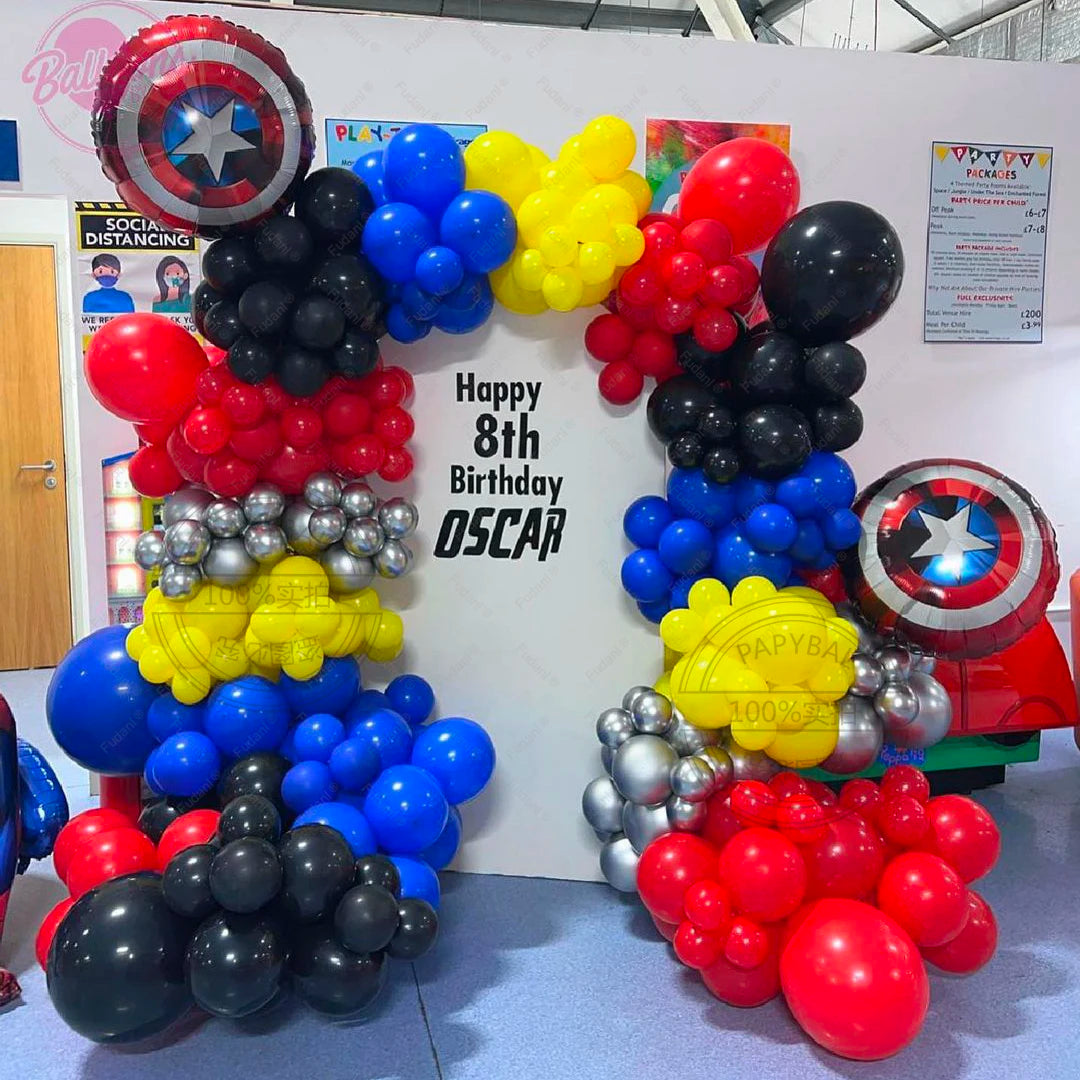 Spiderman Latex Balloons Garland Arch Kit para crianças, vermelho e azul, Birthday Party Decors, tema de super-herói, 1 conjunto, 1 conjunto, 1 conjunto