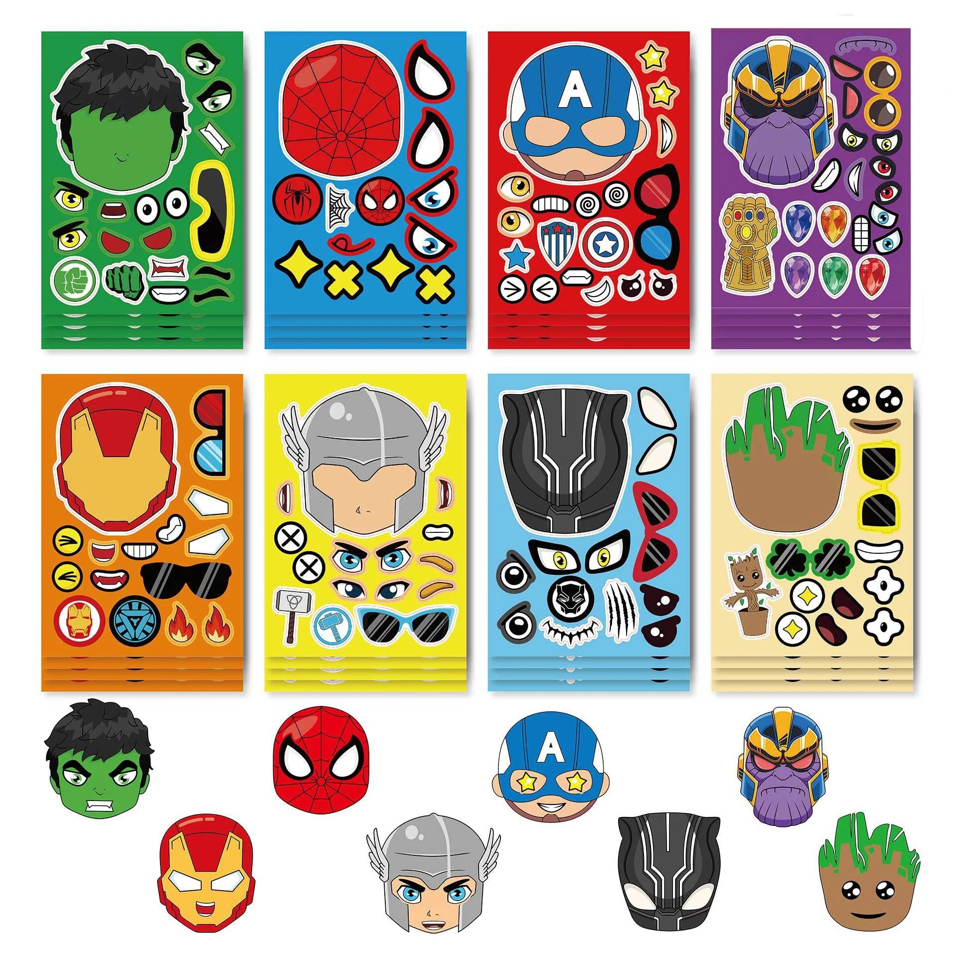 Artículos para fiesta de cumpleaños de superhéroes de los Vengadores: pulseras, pegatinas, mascarilla infantil, piñata para niño, rellenos para bolsas de regalo y recuerdos de fiesta de superhéroes. 