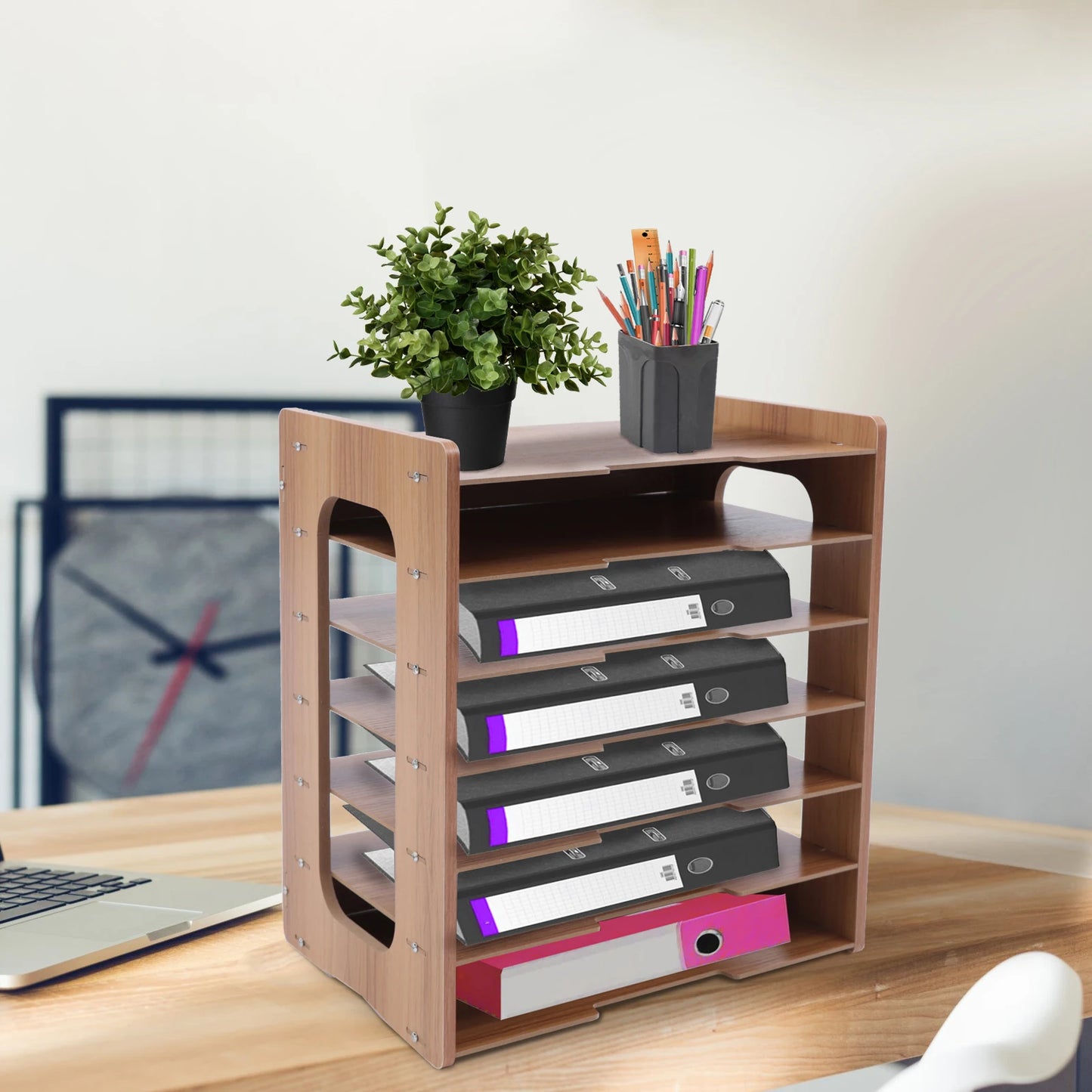 Adjustable File Document Holder, Office Desktop Organizer, Stable Storage Rack 