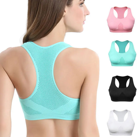 Sutiã Desportivo Respirável para Mulheres, Absorver Suor, À Prova de Choque, Acolchoado, Ginásio, Correndo, Fitness, Dupla Camada, Sem Costura, Ioga, Roupa Interior