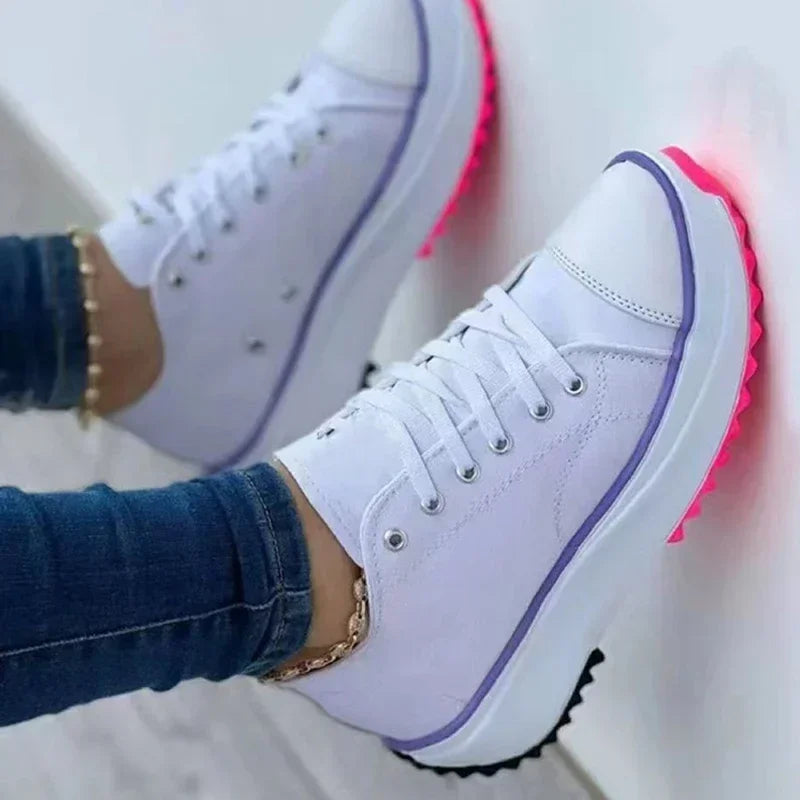 2024 Women's Flat Canvas Lace Up Sneakers Casual Shoes Pattern Female Footwear 