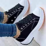 2024 Women's Flat Canvas Lace Up Sneakers Casual Shoes Pattern Female Footwear 