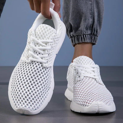 Tênis de malha respirável masculino, leve, confortável, casual, preto, slip-on, dirigindo, mocassins masculinos, caminhada, verão, novo, branco