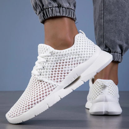 Tênis de malha respirável masculino, leve, confortável, casual, preto, slip-on, dirigindo, mocassins masculinos, caminhada, verão, novo, branco