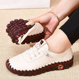 Zapatillas de cuero para mujer, zapatos casuales vulcanizados, mocasines planos suaves y cómodos para mujer, zapatillas sin cordones para mujer 