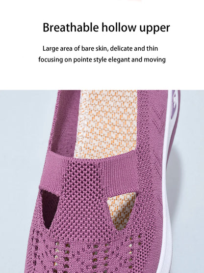 Zapatillas transpirables de color liso para mujer, suela suave, ligeras y casuales de malla. 