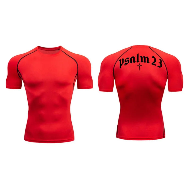 T-shirt de secagem rápida com estampa cruzada, top esportivo masculino, treino de ginástica, camisa de compressão fitness, manga curta, S a 3XL, 2022, 23