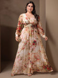 TOLEEN-2022 New Spring Summer Women Formal Casual Party Dress Elegant Long Sleeve Floral Print With Shirts Plus Size 