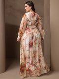 TOLEEN-2022 New Spring Summer Women Formal Casual Party Dress Elegant Long Sleeve Floral Print With Shirts Plus Size 