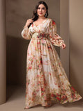 TOLEEN-2022 New Spring Summer Women Formal Casual Party Dress Elegant Long Sleeve Floral Print With Shirts Plus Size 