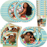 Talheres descartáveis de Tema Moana para Crianças, Copo e Prato, Suprimentos de Decoração para Meninas, Festa de Casamento, Aniversário, Novo
