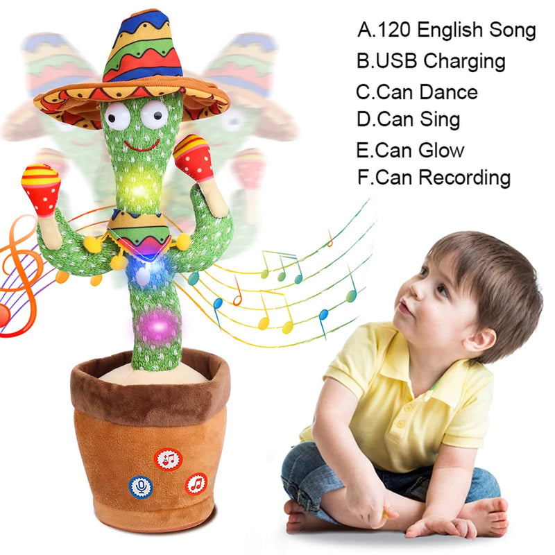 Talking Cactus Baby Toy, Repeats What You Say for Kids with English Songs, Dancing Toy for Girls and Boys, Gift 
