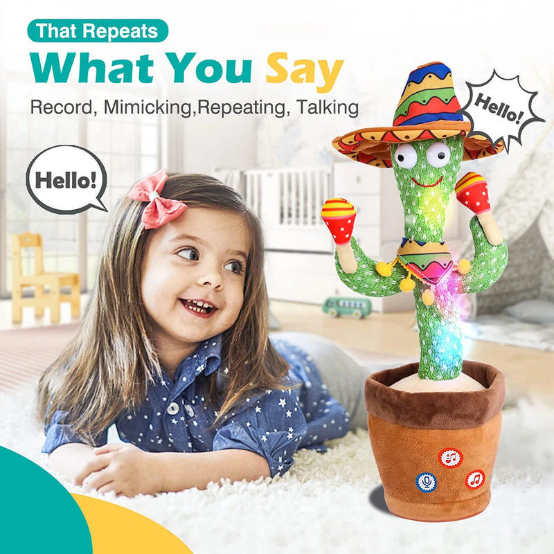 Talking Cactus Baby Toy, Repeats What You Say for Kids with English Songs, Dancing Toy for Girls and Boys, Gift 