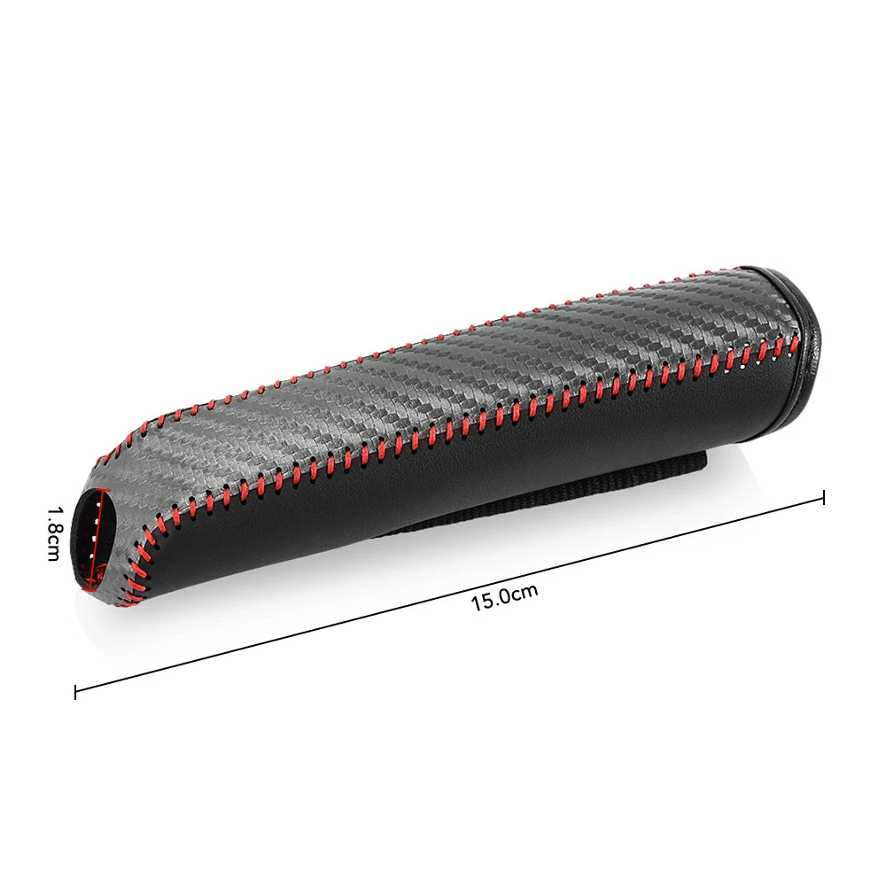 Funda de cuero de fibra de carbono para freno de mano de coche, funda protectora, protección para freno de mano, accesorios para el interior del coche 