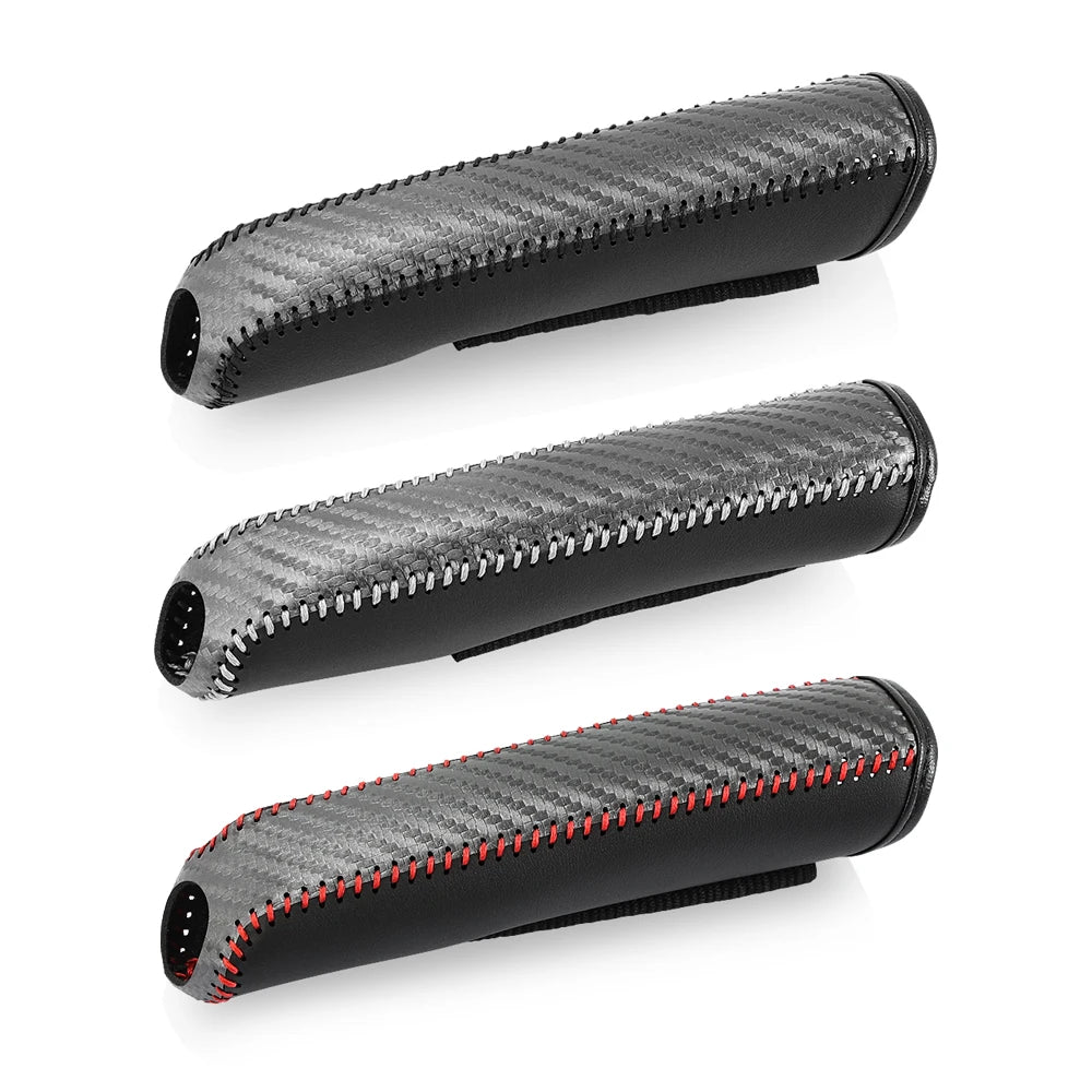 Funda de cuero de fibra de carbono para freno de mano de coche, funda protectora, protección para freno de mano, accesorios para el interior del coche 