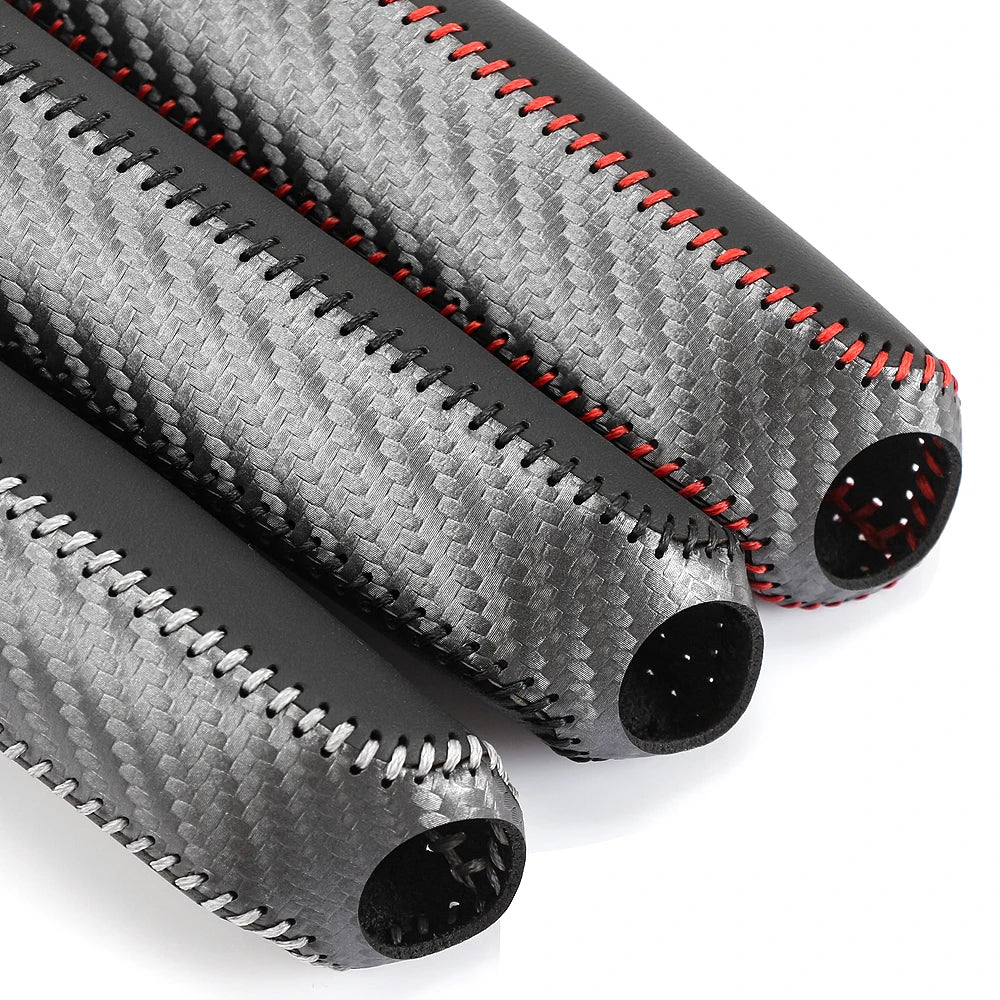 Funda de cuero de fibra de carbono para freno de mano de coche, funda protectora, protección para freno de mano, accesorios para el interior del coche 
