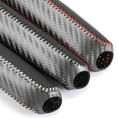 Funda de cuero de fibra de carbono para freno de mano de coche, funda protectora, protección para freno de mano, accesorios para el interior del coche 