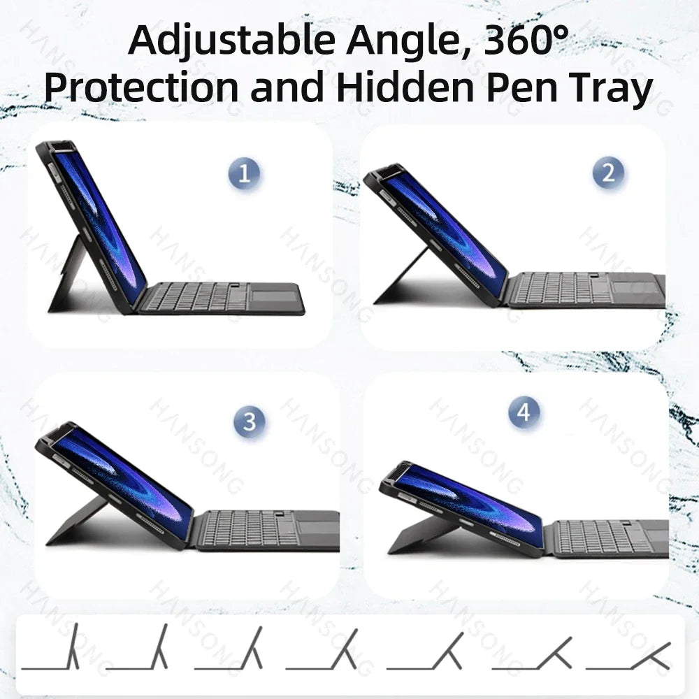 Tampa do teclado Bluetooth para Xiaomi Mi Pad 5, 6, 6 Pro, 6, 5, 6 Pro Case, Magic Keyboard, Blacklight, 11"