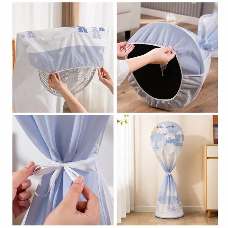Washable Floor Fan Cover, Waterproof, Dustproof, Standing, Round, Electric, Protective, Household, Universal, Storage 