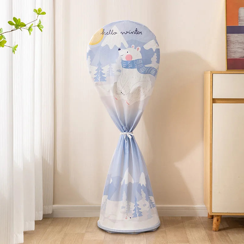 Washable Floor Fan Cover, Waterproof, Dustproof, Standing, Round, Electric, Protective, Household, Universal, Storage 