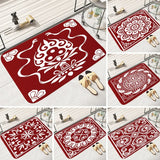 Tapete de chão com padrão vermelho e branco, quarto, banheiro, absorvente, decoração de casa, sala de estar, entrada