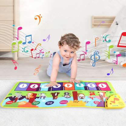 80*30cm Multifunctional Kids Musical Piano Mat Baby Keyboard Floor Dancing Mat 8 Animal Sounds Educational Toys for Children Gifts 